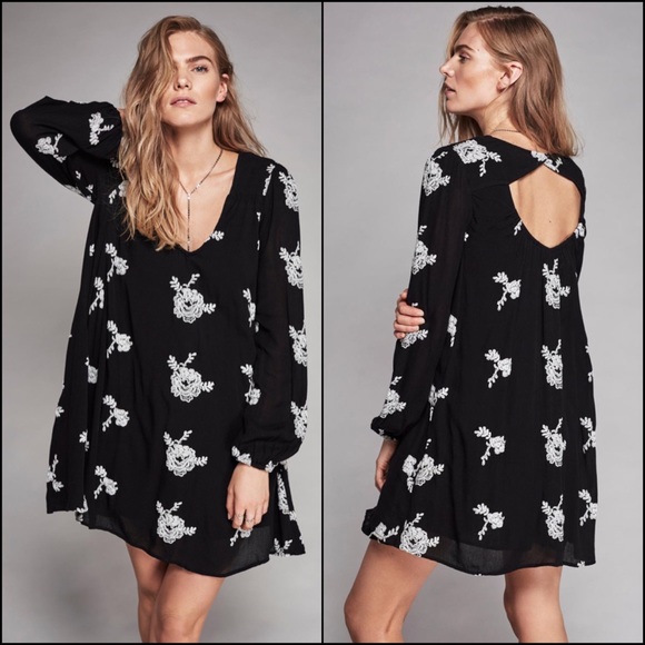 Free People Embroidered Babydoll Mini Dress w/Pockets - Picture 4 of 13